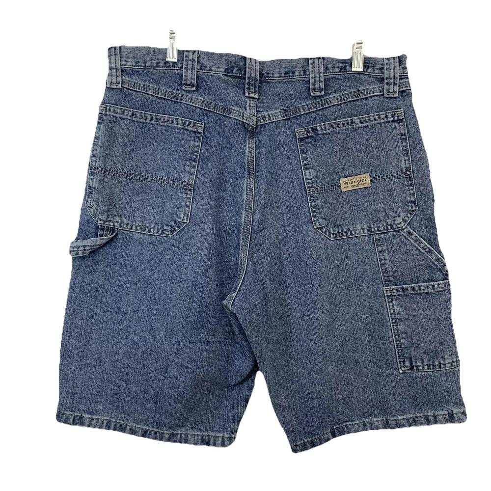 Wrangler  Denim Y2K Carpenter Shorts Jorts Men 36 Blue Cotton Utility Work Retro